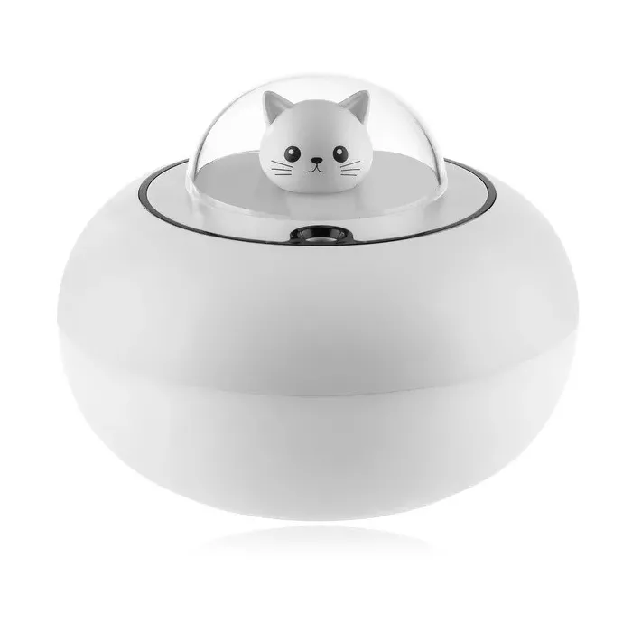 Ultralyd luftfukter - diffuser for essensielle oljer - kattehode - LED - USB - 300ml