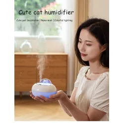 Ultralydsluftfugter - diffuser for æteriske olier - kattehoved - LED - USB - 300ml
