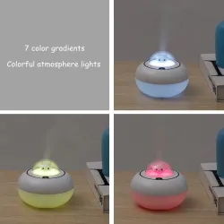 Ultralyd luftfukter - diffuser for essensielle oljer - kattehode - LED - USB - 300ml