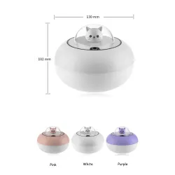 Ultralyd luftfukter - diffuser for essensielle oljer - kattehode - LED - USB - 300ml