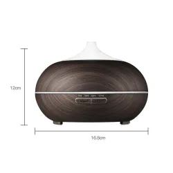 Humidificateur d'air à ultrasons - diffuseur d'huiles essentielles - LED - télécommande - grain de bois - 500 ml