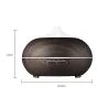 Humidificateur d'air à ultrasons - diffuseur d'huiles essentielles - LED - télécommande - grain de bois - 500 ml