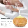 Humidificateur d'air à ultrasons - diffuseur d'huiles essentielles - LED - télécommande - grain de bois - 500 ml