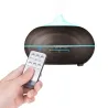 Humidificateur d'air à ultrasons - diffuseur d'huiles essentielles - LED - télécommande - grain de bois - 500 ml