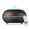 Humidificateur d'air à ultrasons - diffuseur d'huiles essentielles - LED - télécommande - grain de bois - 500 ml