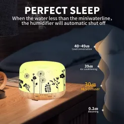Ultraäänikostutin - eteeristen öljyjen diffuusori - valkoinen puun syy - LED - EU-pistoke - 500 ml