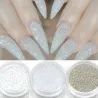 Glänzender Nagelglitter – weiße Glitzerflocken – Sandpuder