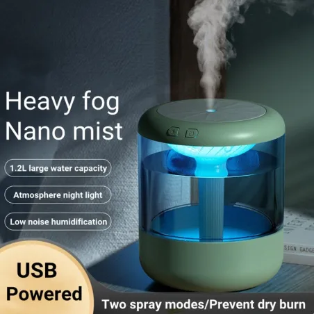 Ultraäänikostutin - eteeristen öljyjen diffuusori - LED - USB - 1200 ml