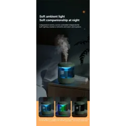 Ultralyds luftfugter - diffuser for æteriske olier - LED - USB - 1200 ml