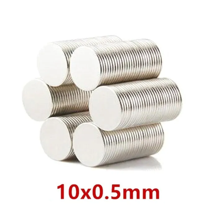 N35 - neodymmagnet - sterk skive - 10 mm * 0,5 mm - 100 stykker