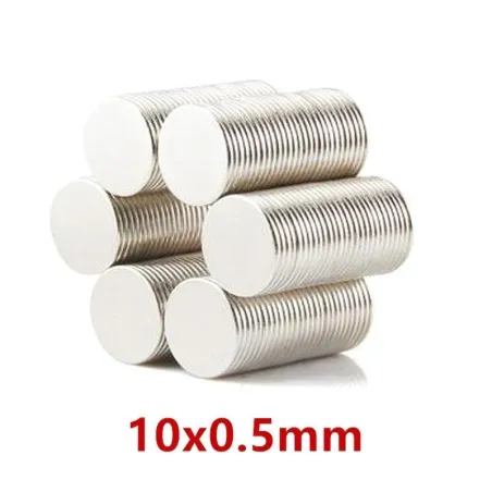 N52 - neodymmagnet - sterk skive - 10 mm * 0,5 mm - 100 stykker