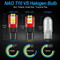 NAO - T10 - W5W - LED - 5W / 6W - auton polttimo - 2 kpl