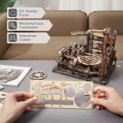 Marble Run - 3D houten puzzel - bouwstenen - nachtstad - setConstructie