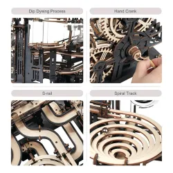 Murmelbahn - 3D Holzpuzzle - Bausteine - Nachtstadt - Set