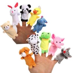 Bonecos de dedos - formato de animais - bonecos de pelúcia infantil - 10 peças
