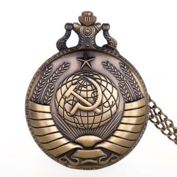RelojesReloj de bolsillo vintage de cuarzo - estilo ruso - con cadena