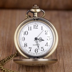 Relógio de bolso de quartzo vintage - estilo russo - com corrente