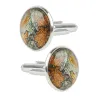 Carte du monde - boutons de manchette ronds en argent