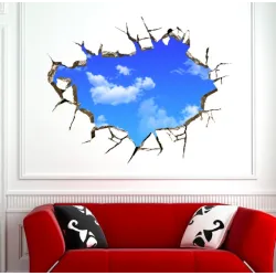 Ciel bleu 3D - Sticker mur/plafond - 50*70 cm