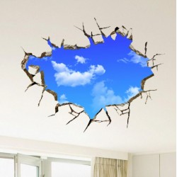 3D blå himmel - vegg-/takklistremerke - 50 * 70 cm