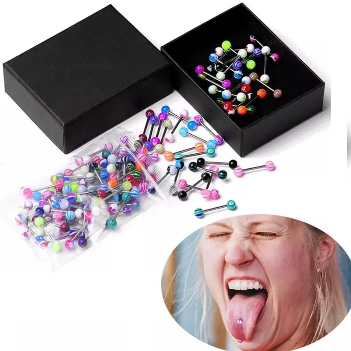 Zungenpiercing - Langhantel mit Kugel