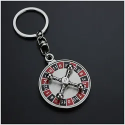 Spinning Russian roulette - rotatable round keychainKeyrings