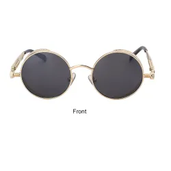Lunettes de soleil rondes en métal - style steampunk / gothique - UV400 - unisexe
