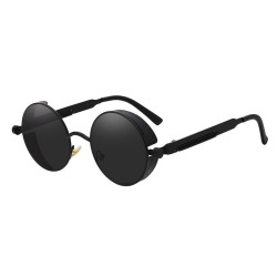 Okrągłe metalowe okulary przeciwsłoneczne - steampunk / gothic styl - UV400 - unisexOkulary Przeciwsłoneczne