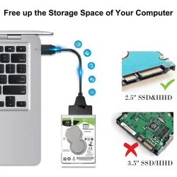 SATA till USB 3.0 / 2.0 / typ-C - kabel - adapter - 2,5 tum extern SSD HDD