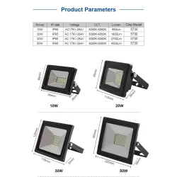 LED flomlys - utendørs arbeidslys - vanntett - 20W - 30W - 50W - 220V
