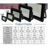 Projecteur LED - réflecteur extérieur - ultra fin - étanche - 220V / 110V - 10W - 20W - 30W - 50W - 100W