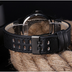 Montre à quartz militaire à la mode - bracelet en cuir - unisexe