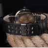 Fasjonabel militærkvartsklokke - lærreim - unisex
