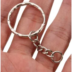 Silver metal keychain - blank - with chain 55mm - 50 piecesKeyrings