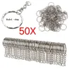 Porte-clés en métal argenté - vierge - avec chaîne 55mm - 50 pièces