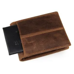 Carteira masculina elegante - couro de vaca genuíno
