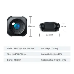 Soczewka ze stopu aluminium - ultraszerokokątny obiektyw 155 stopni - wodoodporna - dla GoPro Hero 9 10 11 BlackObiektywów & ...