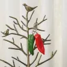 Dobbel rød / grønn chilipepper - nøkkelring