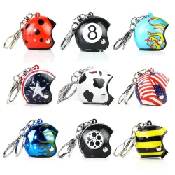 Portachiavi con casco da moto - fiamma - coccinella - strisce gialle