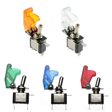 12V 20A - LED SPST Kipp-Wippschalter - mit Abdeckung
