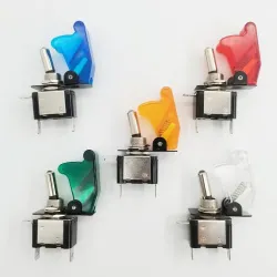 12V 20A - LED SPST Kipp-Wippschalter - mit Abdeckung