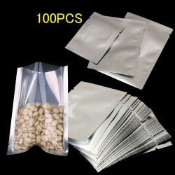 Matposer av aluminium sølv segl - vakuum - 100 stk