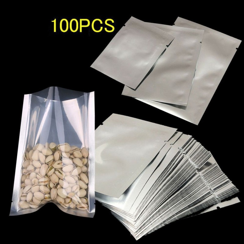 Aluminiowe srebrne woreczki na żywność - próżniowe - 100 sztukKuchnia