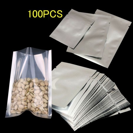 Sacos de comida de alumínio com lacre de prata - vácuo - 100 peças