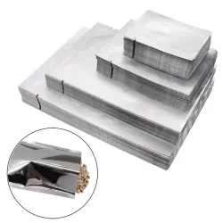 Matposer av aluminium sølv segl - vakuum - 100 stk