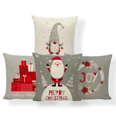 Housse de coussin déco Noël - blanc / imprimé argent - 45*45 cm