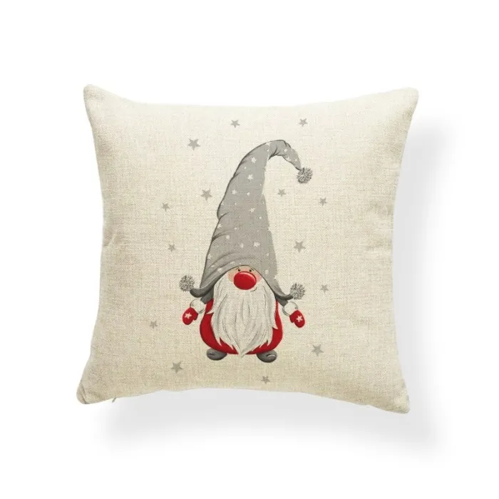 Housse de coussin déco Noël - blanc / imprimé argent - 45*45 cm