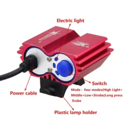 LucesLámpara doble delantera bicicleta - resistente al agua - USB - 8000LM - 2 X T6 LED