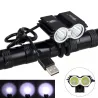 LucesLámpara doble delantera bicicleta - resistente al agua - USB - 8000LM - 2 X T6 LED