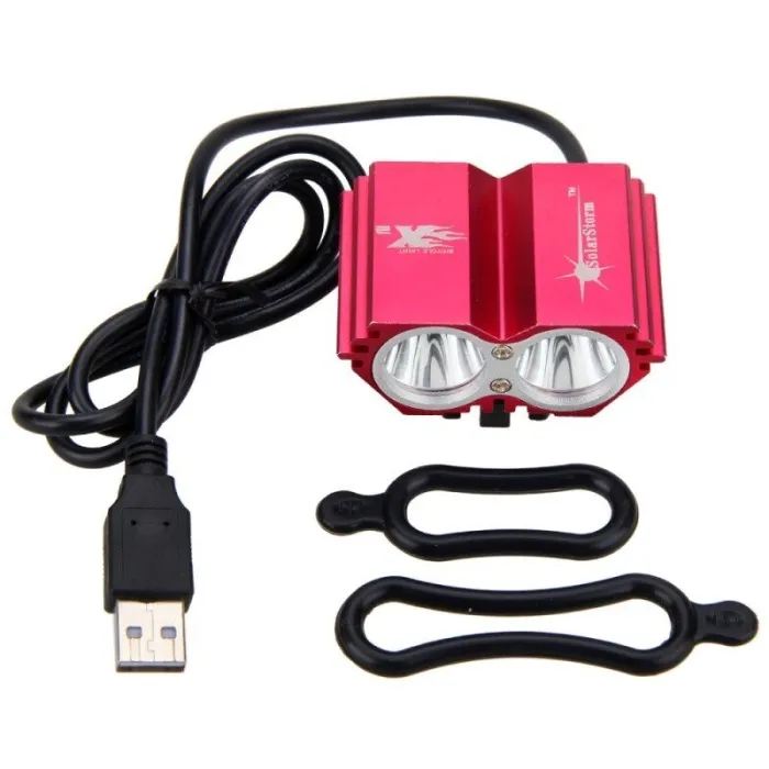 Front cykel dobbelt lampe - vandtæt - USB - 8000LM - 2 X T6 LED